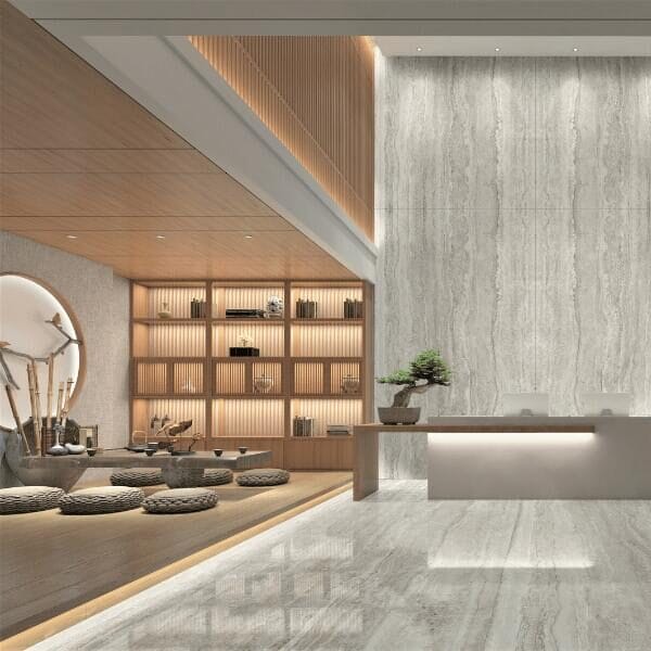 Keramische slab Travertin Blanc
